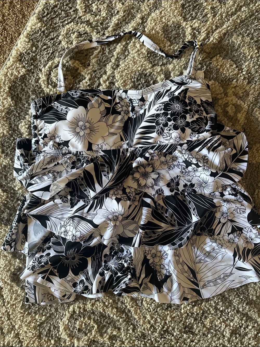 Island Escape Black and White Floral One-Piece Swimsuit